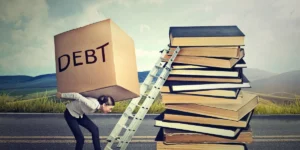 Woman carrying student loan debt